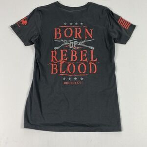 Grunt Style Born Of Rebel Blood Shirt Womens XL Gray Skull Flag Patriotic